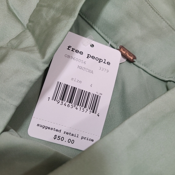 FREE PEOPLE Matcha Green Satin Phoebe Mini Skirt - Picture 4 of 4